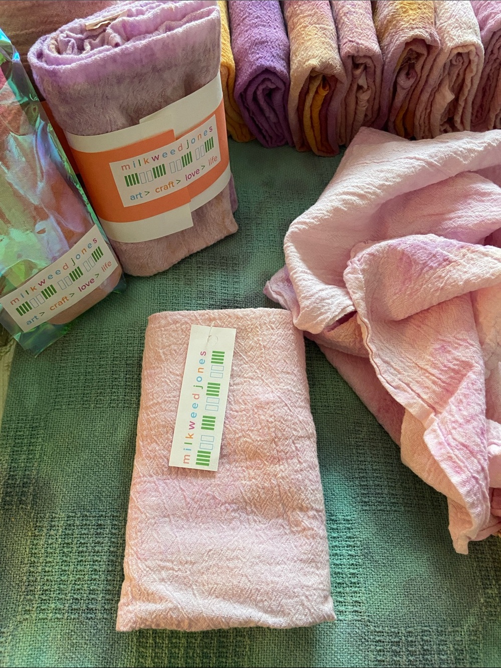 Hand-Dyed Pink & Lavender 100% Cotton Cloth Bandana Scarf Towel